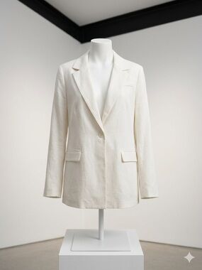 Cream Single-Button Blazer